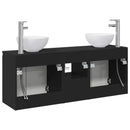 vidaXL Fürdőszobai Szekrény Szett 3 db Fekete 49,5 x 35 x 63 cm
