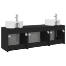 vidaXL Fürdőszobai Szekrény Szett 3 db Fekete 49,5 x 44,5 x 65 cm