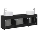 vidaXL Fürdőszobai Szekrény Szett 3 db Fekete 49,5 x 44,5 x 66 cm