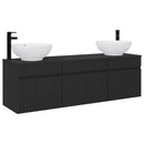 vidaXL Fürdőszobai Szekrény Szett 3 db Fekete 49 x 44,5 x 66,5 cm