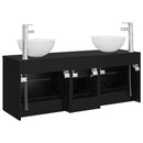 vidaXL Fürdőszobai Szekrény Szett 3 db Fekete Tölgy 49,5 x 35 x 63 cm