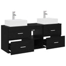 vidaXL Fürdőszobai Szekrény Szett 3 db Fekete 49,5 x 41 x 62,5 cm