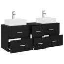 vidaXL Fürdőszobai Szekrény Szett 3 db Fekete 49,5 x 41 x 62,5 cm