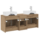 vidaXL Fürdőszobai Szekrény Szett 3 db Kézműves Tölgy