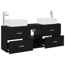 vidaXL Fürdőszobai Szekrény Szett 3 db Fekete 53 x 34,5 x 63 cm