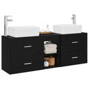 vidaXL Fürdőszobai Szekrény Szett 3 db Fekete 53 x 34,5 x 63 cm