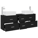 vidaXL Fürdőszobai Szekrény Szett 3 db Fekete 53 x 34,5 x 63 cm