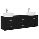 vidaXL Fürdőszobai Szekrény Szett 3 db Fekete 62,5 x 44,5 x 50 cm