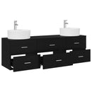 vidaXL Fürdőszobai Szekrény Szett 3 db Fekete 62,5 x 44,5 x 50 cm