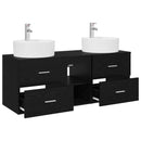 vidaXL Fürdőszobai Szekrény Szett 3 db Fekete 49,5 x 44,5 x 65 cm