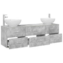vidaXL Fürdőszoba bútor szett 3 db Betonszürke 49,5 x 44,5 x 65 cm