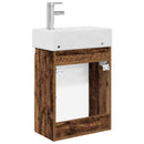 vidaXL Fürdőszoba kádasztal csapteleppel Antik Fa 45,5 x 22,5 x 84 cm