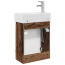 vidaXL Fürdőszoba kádasztal csapteleppel Antik Fa 45,5 x 22,5 x 84 cm