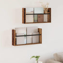 vidaXL Magazin állvány polcokkal 2 pcs Öreg fa 60 x 12 x 30 cm Faanyag