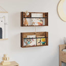 vidaXL Magazin állvány polcokkal 2 pcs Öreg fa 60 x 12 x 30 cm Faanyag