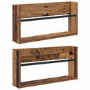 vidaXL Magazin állvány polcokkal 2 pcs Öreg fa 60 x 12 x 30 cm Faanyag