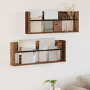 vidaXL Magazin állvány polcokkal 2 pcs Öreg fa 80 x 12 x 30 cm Faanyag
