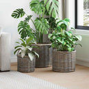 vidaXL Virágcserepes Kosár tárolóval 3 pcs Kubu Szürke Kubu rattán
