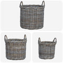 vidaXL Virágcserepes Kosár tárolóval 3 pcs Kubu Szürke Kubu rattán