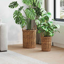 vidaXL Virágcserép Kosár tárolóval 2 pcs Barna Kubu rattán