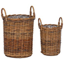 vidaXL Virágcserép Kosár tárolóval 2 pcs Barna Kubu rattán