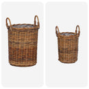 vidaXL Virágcserép Kosár tárolóval 2 pcs Barna Kubu rattán