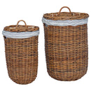 vidaXL Mosókosár 2 pcs Barna Kubu rattán