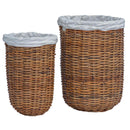 vidaXL Mosókosár 2 pcs Barna Kubu rattán