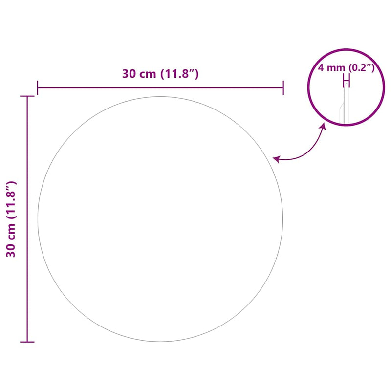 vidaXL Fali tükör Ø 30 cm edzett üveg