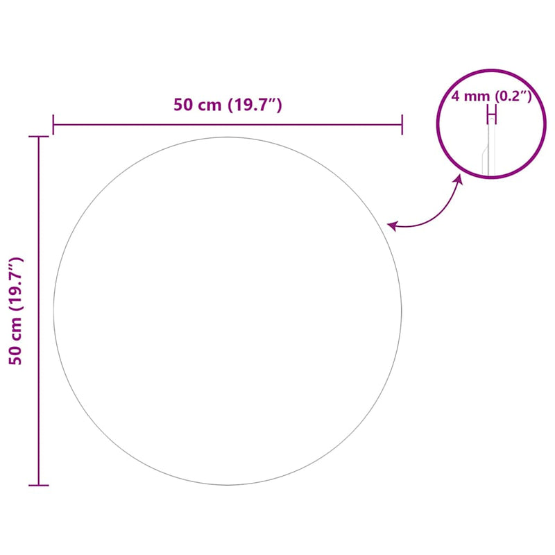 vidaXL Fali tükör Ø 50 cm edzett üveg