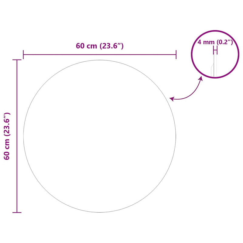 vidaXL Fali tükör Ø 60 cm edzett üveg