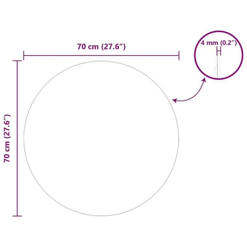 vidaXL Fali tükör Ø 70 cm edzett üveg