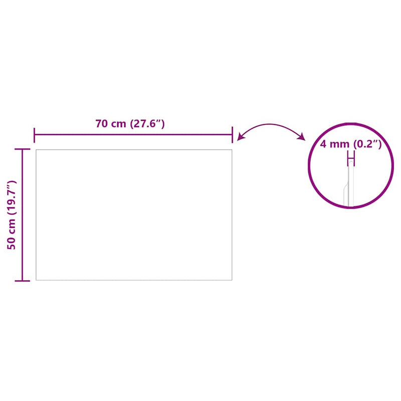 vidaXL Fali tükör 70 x 50 cm edzett üveg