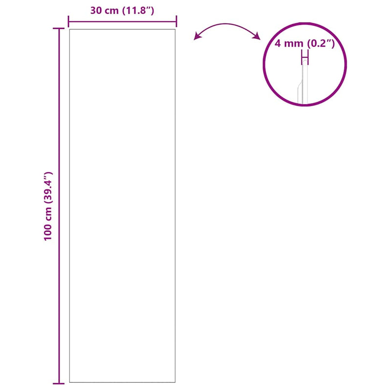 vidaXL Fali tükör 30 x 100 cm edzett üveg