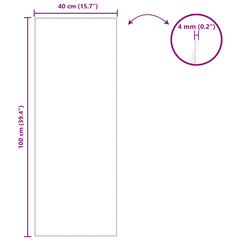 vidaXL Fali tükör 40 x 100 cm edzett üveg