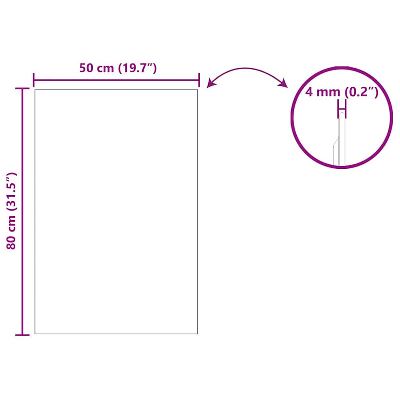vidaXL Fali tükör 50 x 80 cm edzett üveg