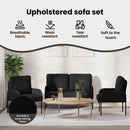 vidaXL Ülőgarnitúrák párnával 3 pcs Fekete 115 x 56 x 80 cm Furnér