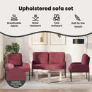 vidaXL Ülőgarnitúrák párnával 3 pcs Bordó 115 x 56 x 80 cm Furnér
