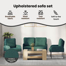 vidaXL Ülőgarnitúrák párnával 3 pcs Sötétzöld 115 x 56 x 80 cm Furnér