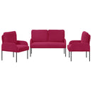 vidaXL Ülőgarnitúrák párnával 3 pcs Bordó 115 x 56 x 80 cm Furnér