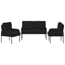 vidaXL Ülőgarnitúrák párnával 3 pcs Fekete 115 x 56 x 80 cm Furnér