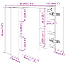 vidaXL Fürdőszobai tükörszekrény Fehér 60 x 14,5 x 50 cm Faanyag