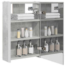 vidaXL Fürdőszobai tükörszekrény Beton Szürke 33 x 11,5 x 50 cm