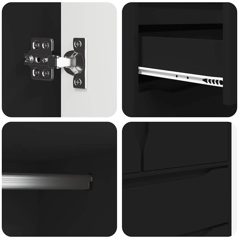 vidaXL Fürdőszoba Székény fiókkal Fekete 79,5 x 49 x 156 cm Faanyag