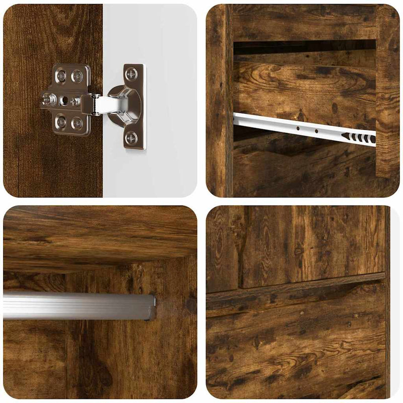 vidaXL Fürdőszoba Székény Füstölt tölgy 79,5 x 49 x 156 cm Faanyag