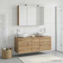 vidaXL Fürdőszoba bútor szett 4 db Kézműves Tölgy Szerelt fa és Üveg