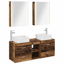 vidaXL Fürdőszoba bútor szett 5 db Antik Fa Szerelt fa és Üveg
