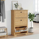 vidaXL Cipőtartó fiókkal BODO Méz barna 80 x 35 x 118 cm Faanyag