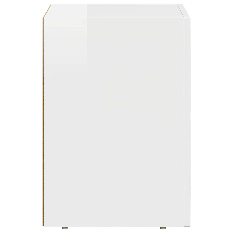 vidaXL Éjjeli asztal Magas Fényű Fehér 29.5 x 35 x 50 cm Faanyag