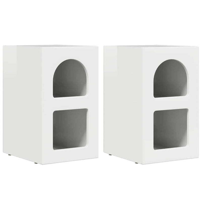 vidaXL Éjjeli asztal 2 pcs Magas Fényű Fehér 29.5 x 35 x 50 cm Faanyag